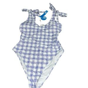 Cupshe Purple Gingham One Piece Swimsuit Small